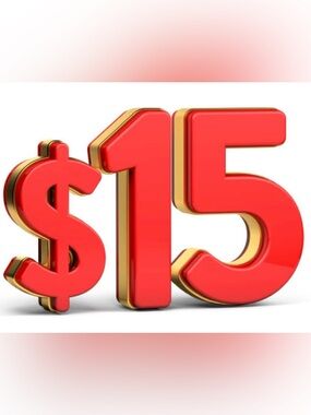 Bold Red and Gold 3D Number Graphic - '$15'